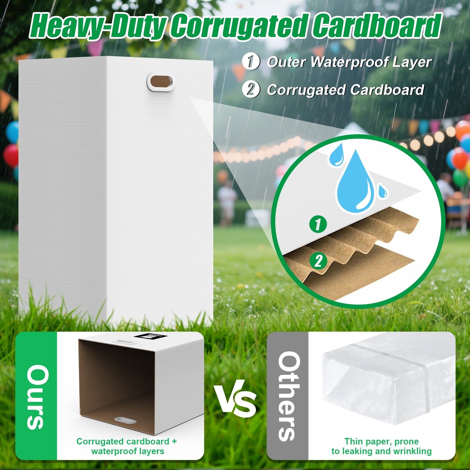 30 Gallon Corrugated Cardboard Disposable Trash Cans for Parties