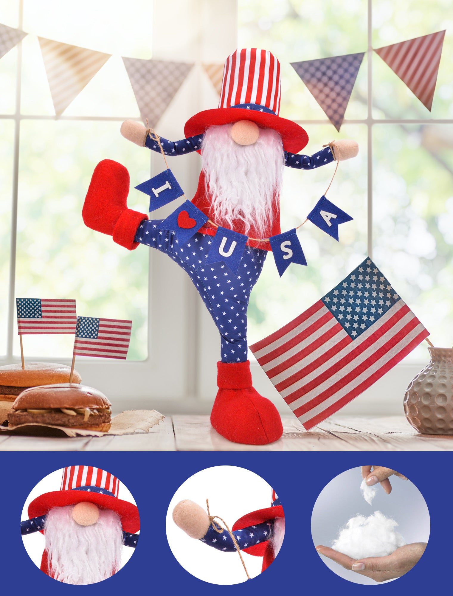 Patriotic Gnomes Plush Decorations
