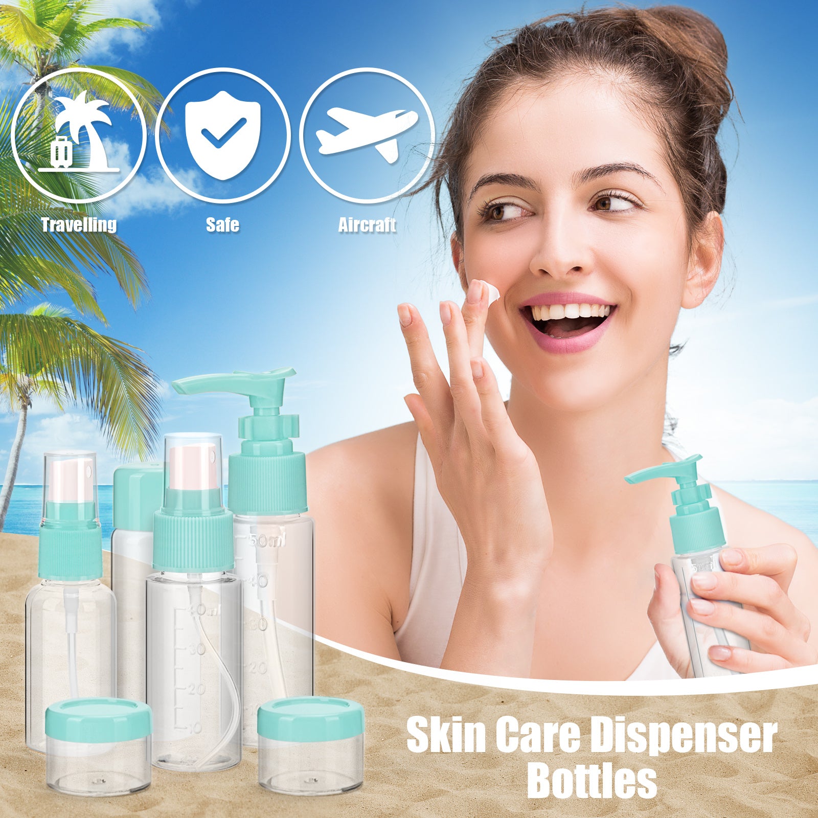 Noideeer 18 Pcs Travel Bottles Set for Toiletries, TSA Approved Travel Size Containers with Bandage Silicone Squeezable for Shampoo Conditioner Lotion Body Wash Blue Bag