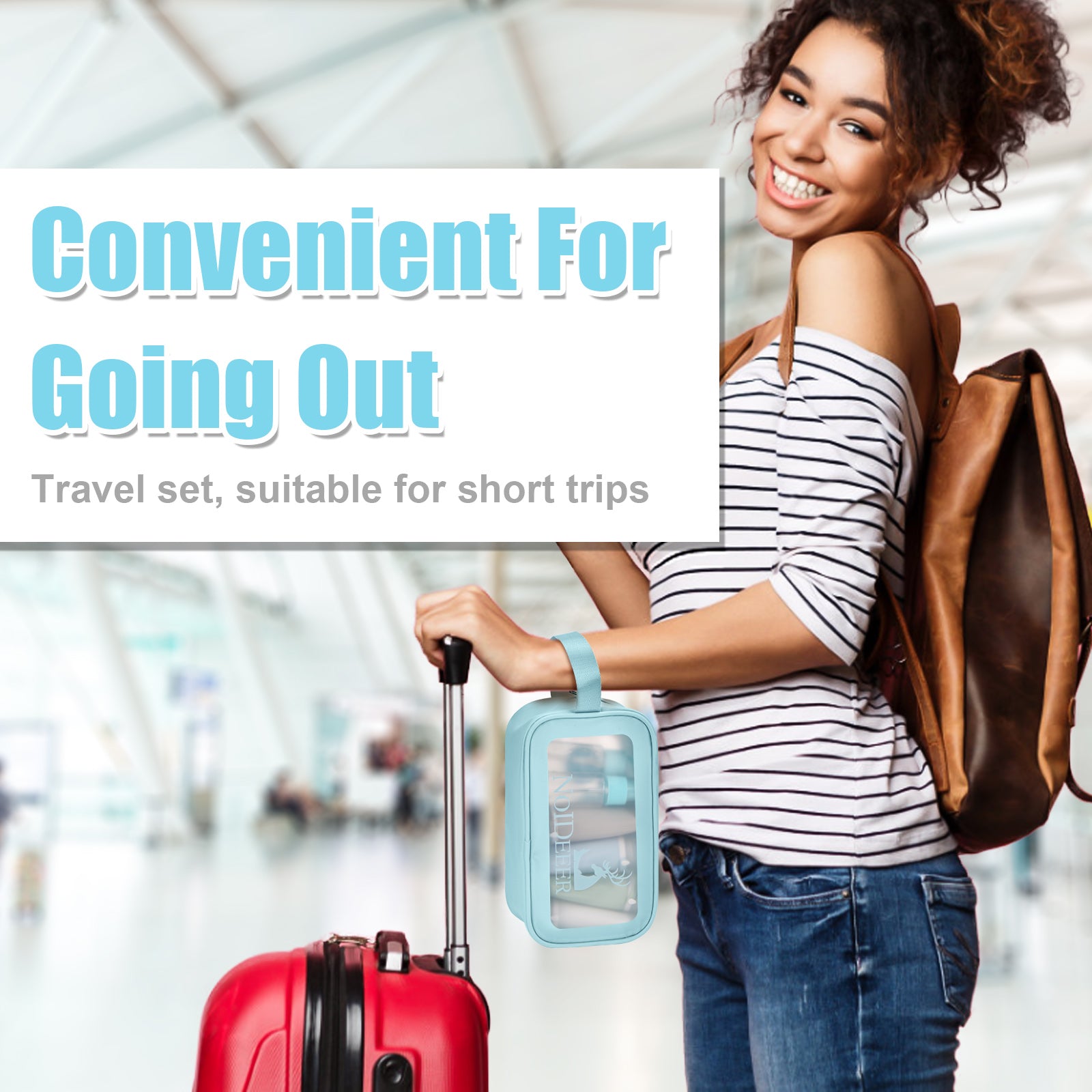 Noideeer 18 Pcs Travel Bottles Set for Toiletries, TSA Approved Travel Size Containers with Bandage Silicone Squeezable for Shampoo Conditioner Lotion Body Wash Blue Bag