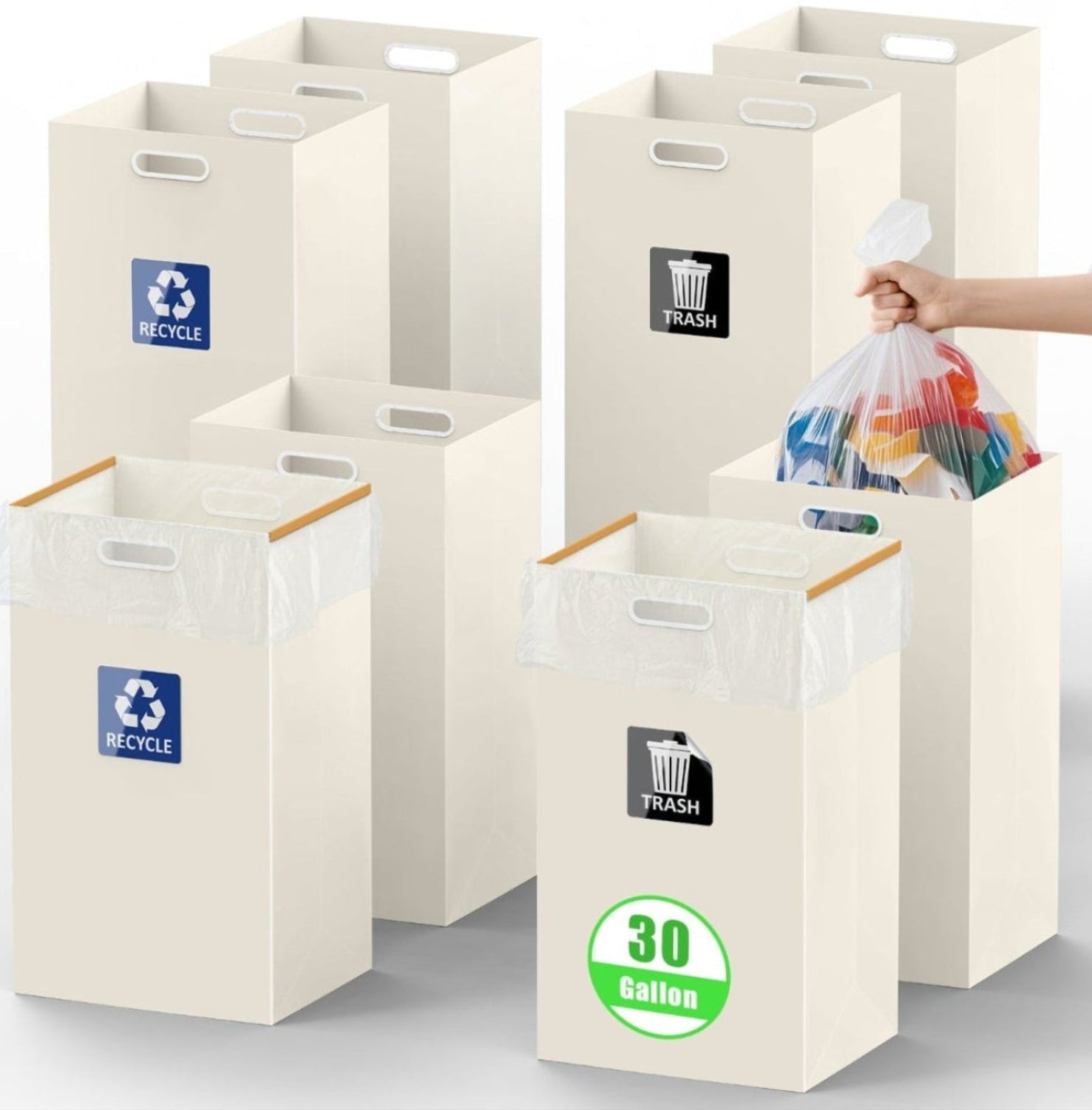30 Gallon Disposable Trash Cans for party(8 Pack)