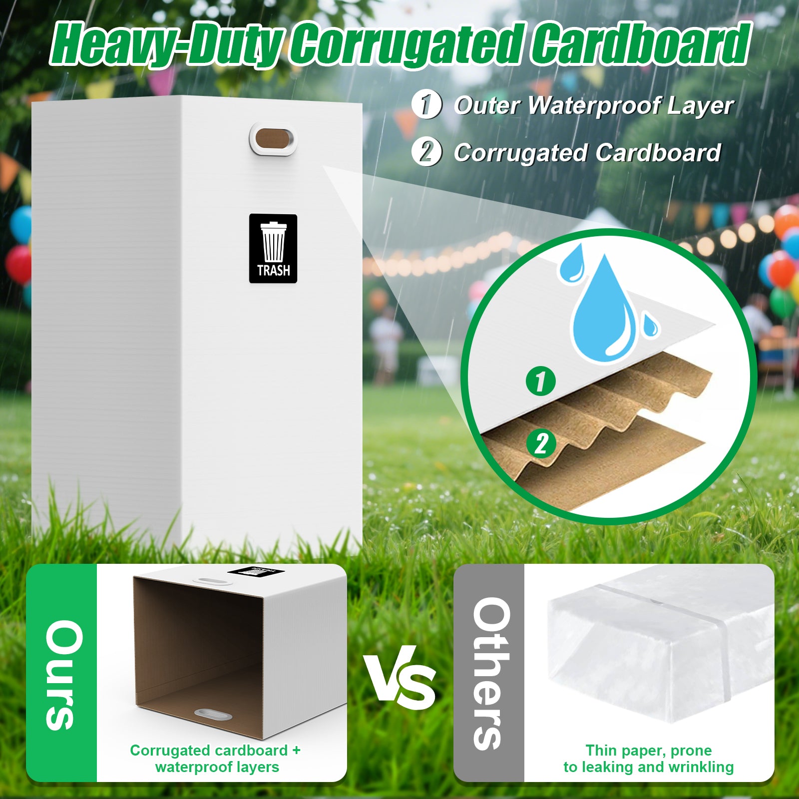 30 Gallon Corrugated Cardboard Disposable Trash Cans 4 Pack