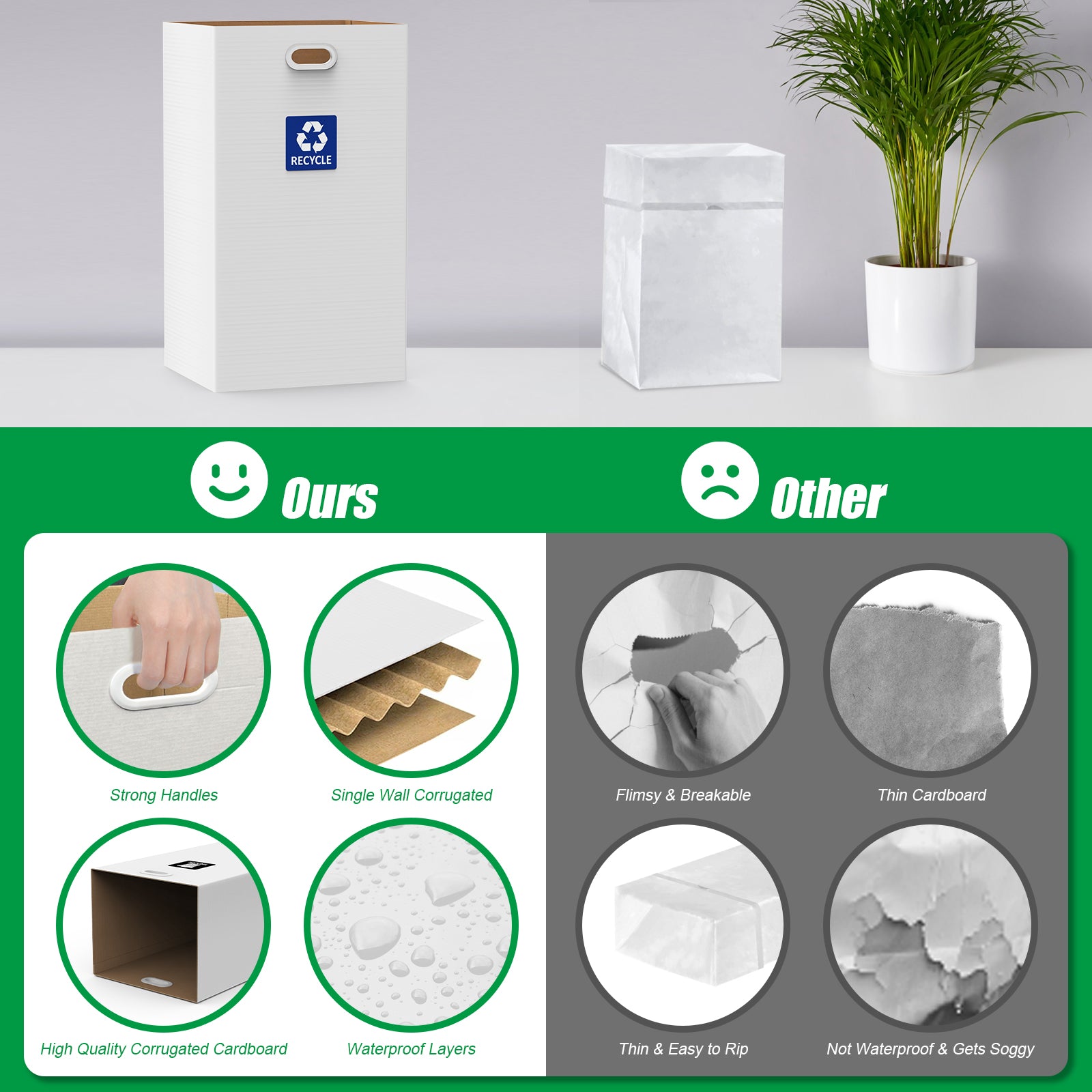 30 Gallon Corrugated Cardboard Disposable Trash Cans 4 Pack