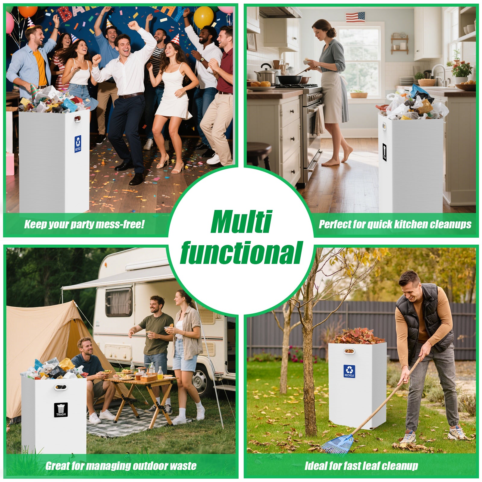 30 Gallon Corrugated Cardboard Disposable Trash Cans 4 Pack