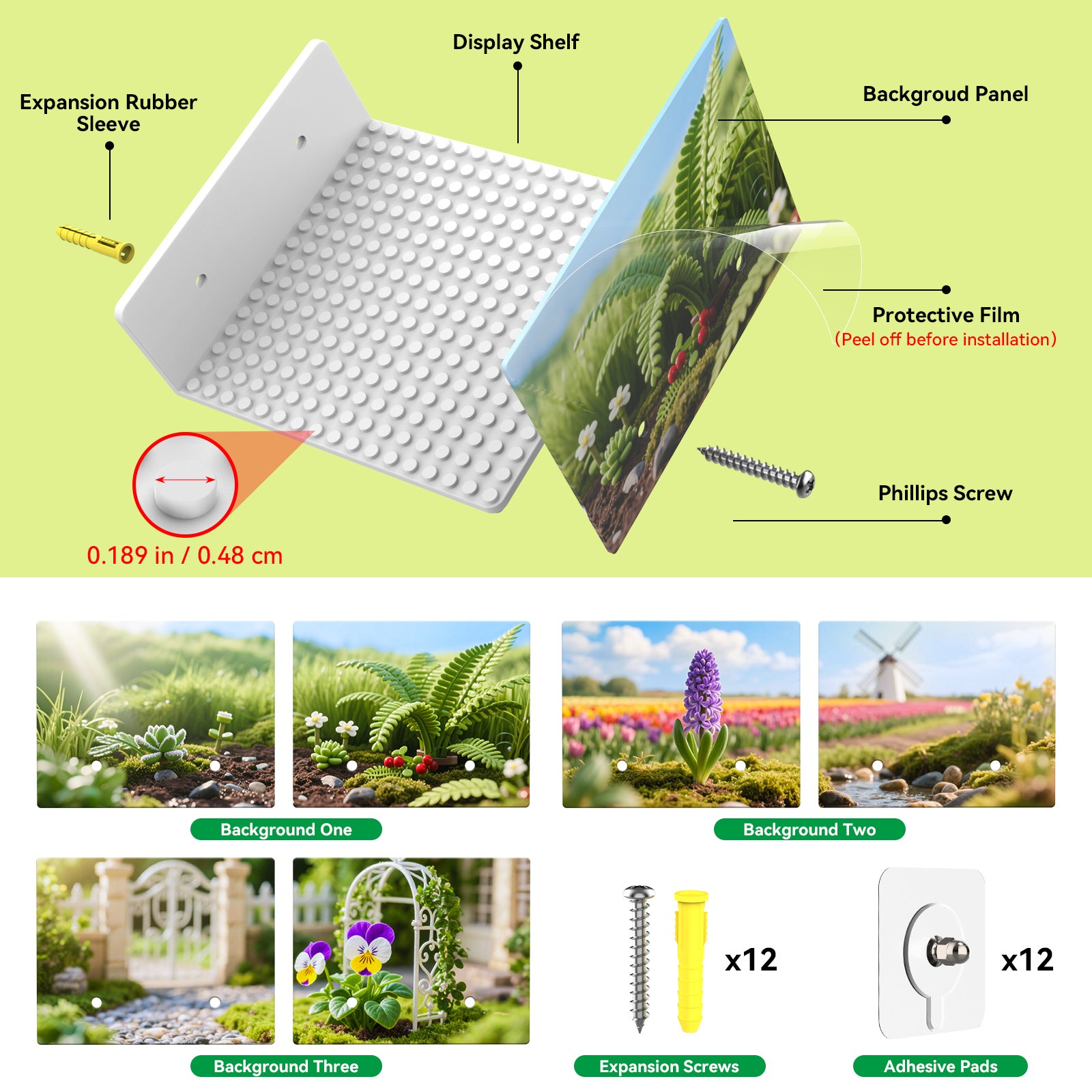lego shelf display LGD-White-Plants-6pcs
