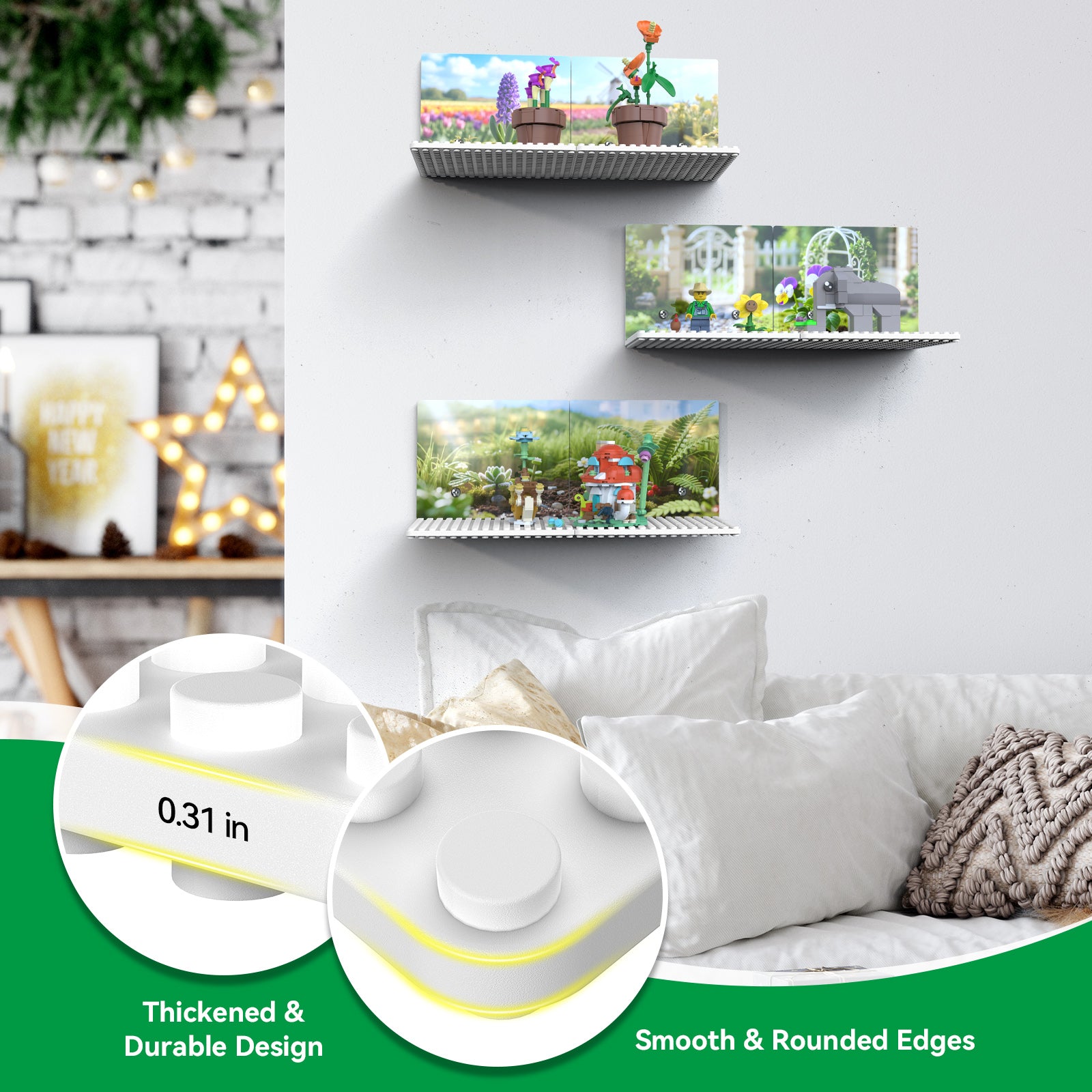 lego shelf display LGD-White-Plants-6pcs