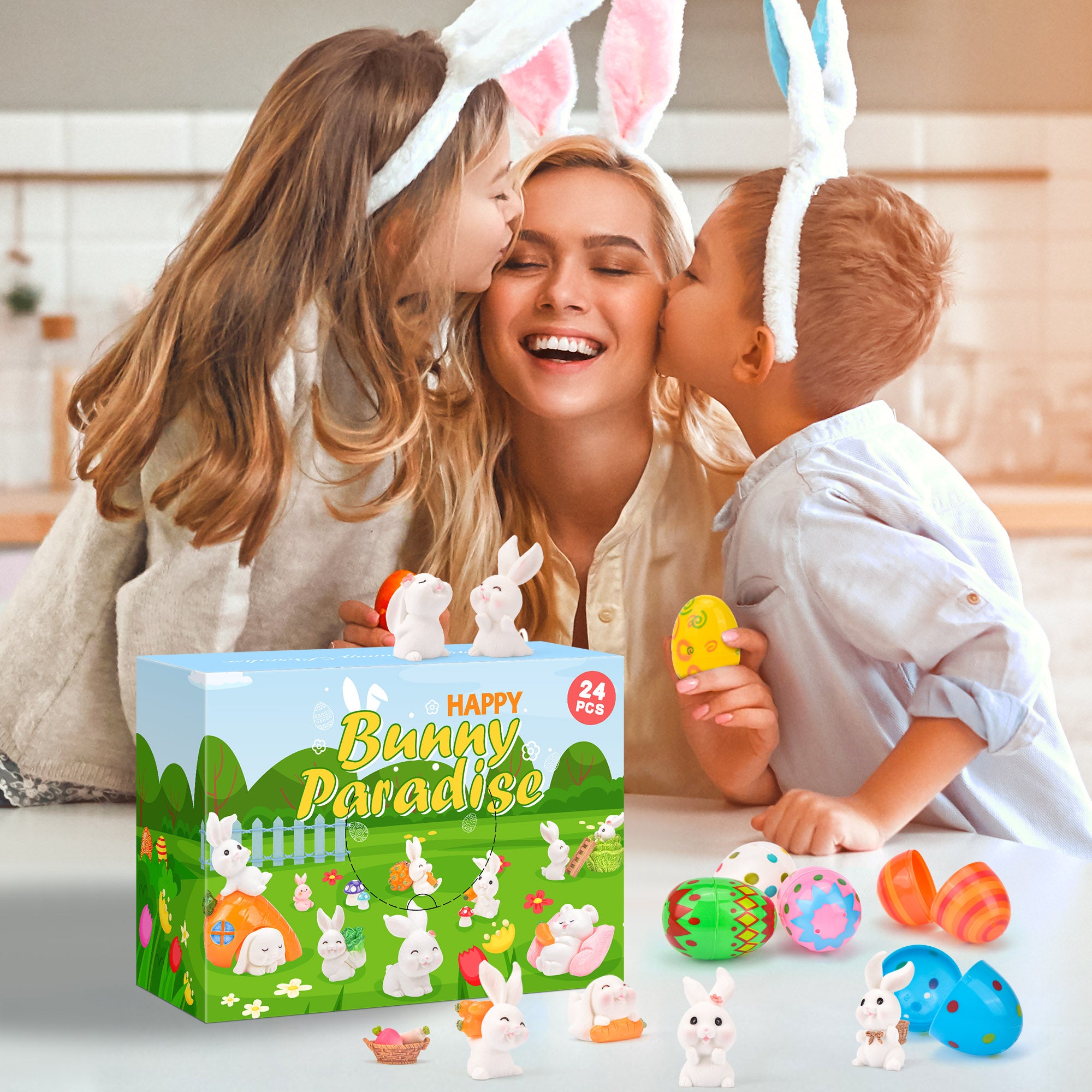 24 Pcs Prefilled Easter Eggs with Bunny