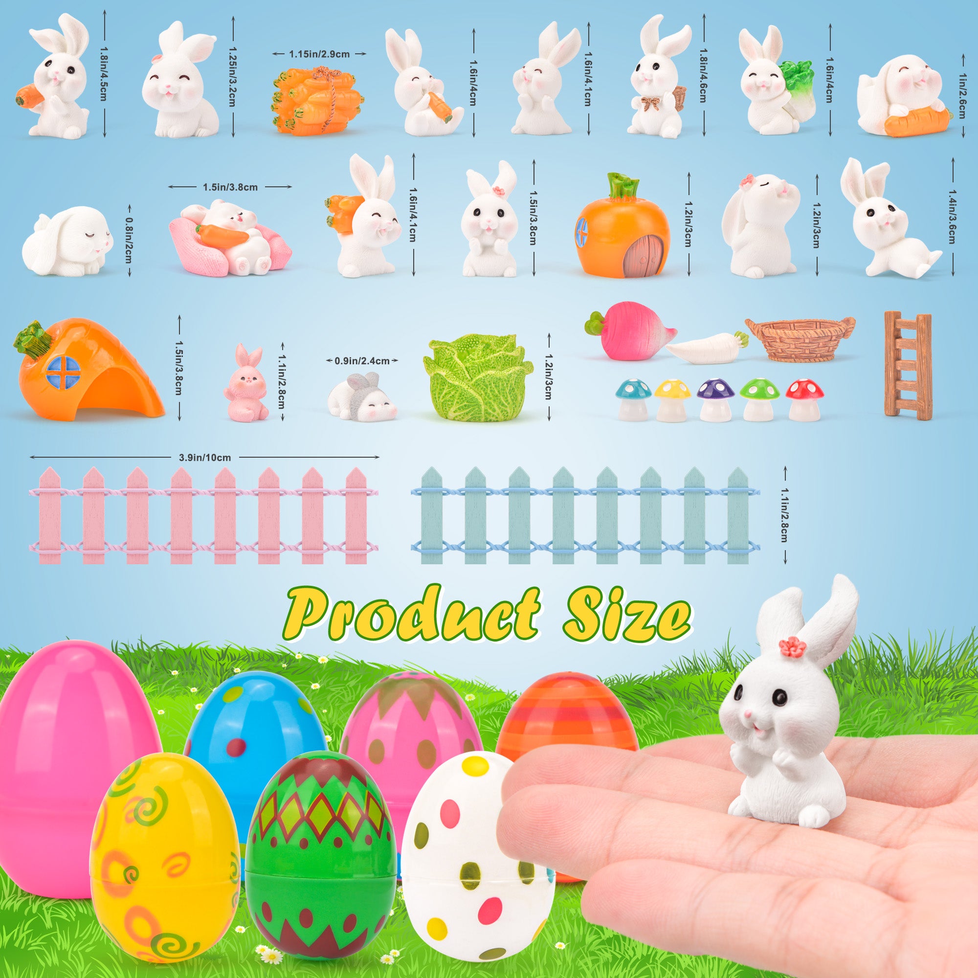 24 Pcs Prefilled Easter Eggs with Bunny