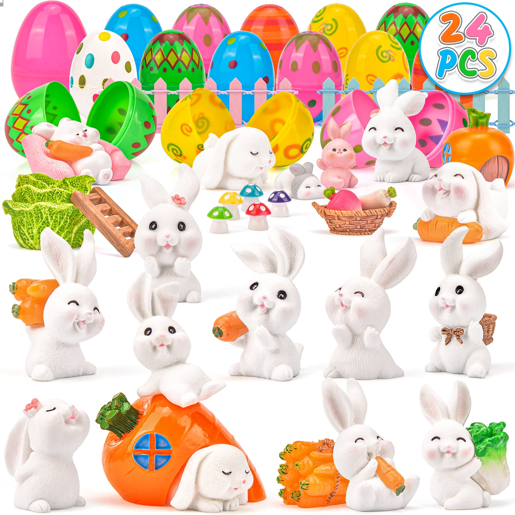 24 Pcs Prefilled Easter Eggs with Bunny