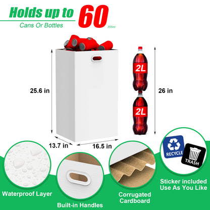 30 Gallon Corrugated Cardboard Disposable Trash Cans for Parties