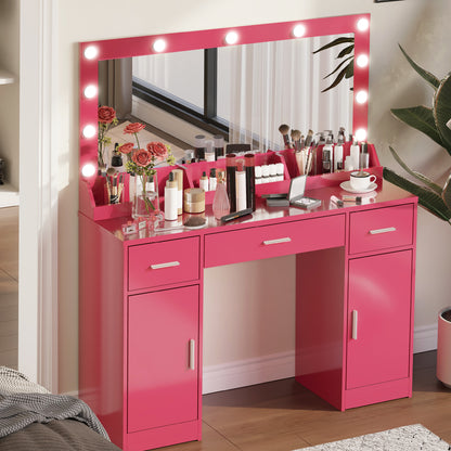 Vanity Desk with Mirror and Lights