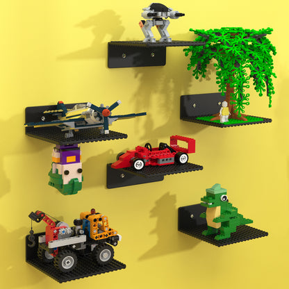 Display Shelves Compatible with LEGO Building Bricks – 5x5.3 Inch Wall-Mounted ABS Baseplates with 16x17 Studs for Toy Brick Storage and Display, also fits Other Building Bricks