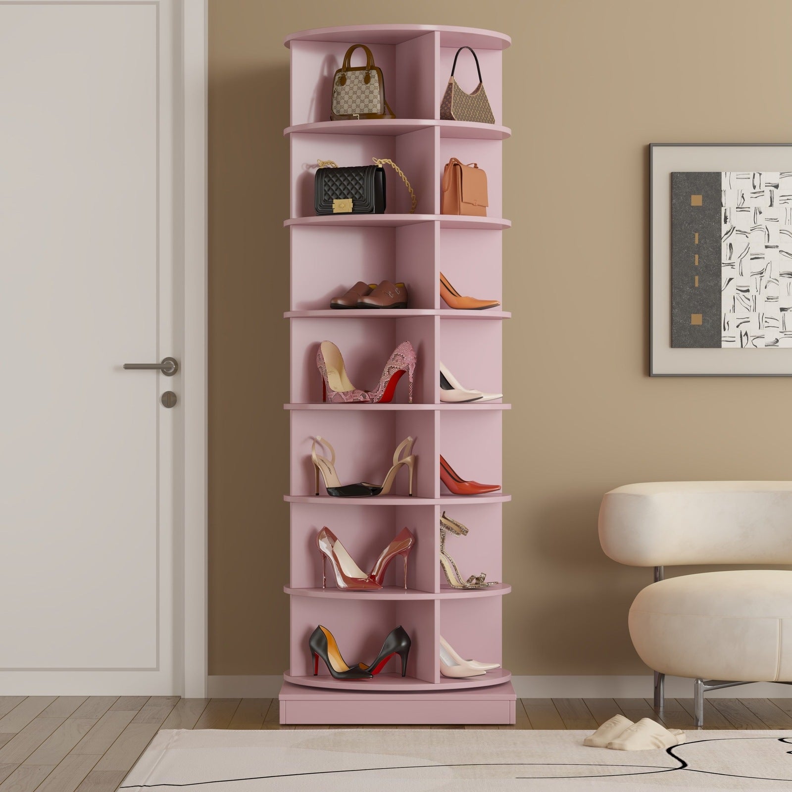 Rotating Shoe Rack Cabinet With 7 Tier