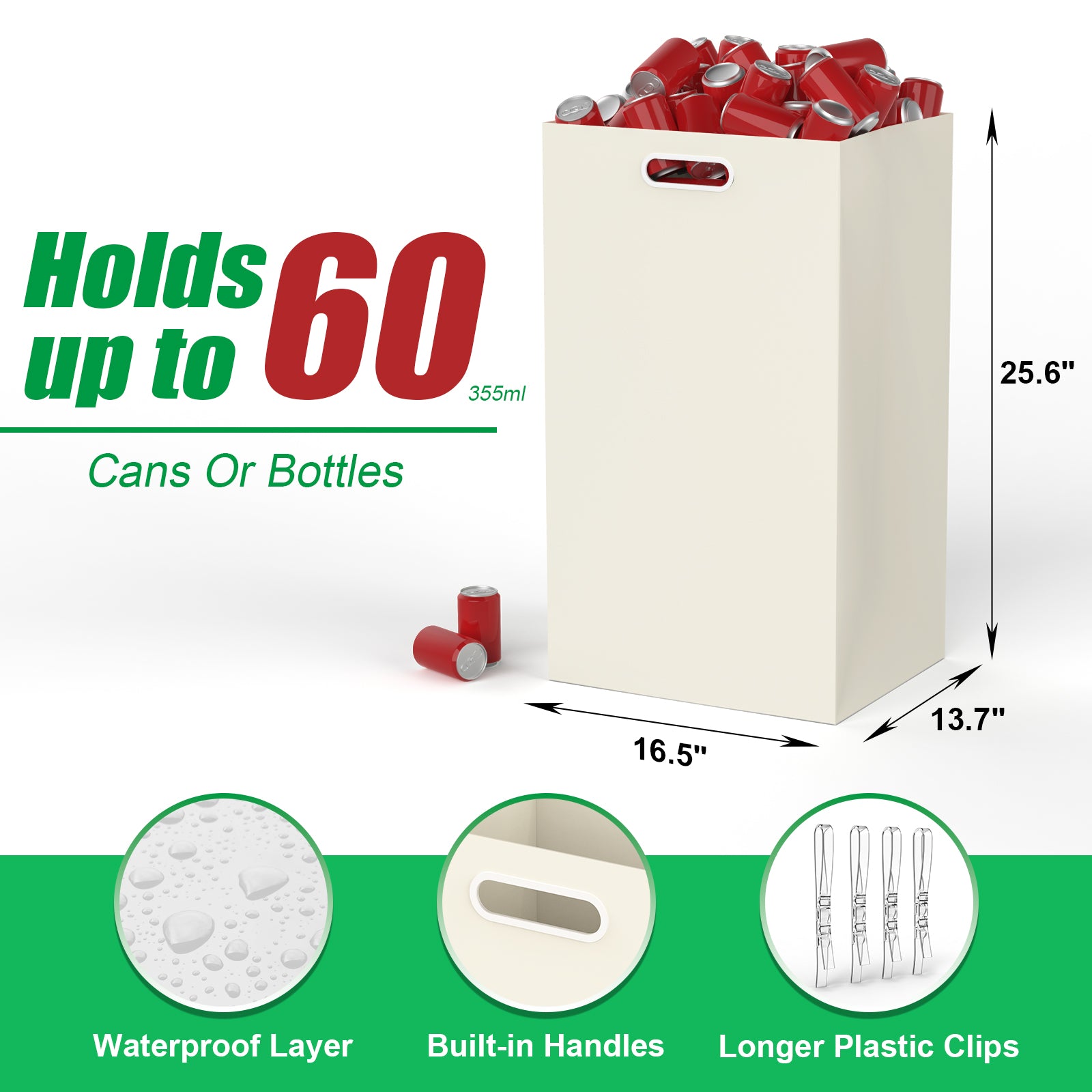 25 Gallon Disposable Trash Cans with Built-in Handles, 4 Pack Extra Large Portable Trash Can, Waterproof Layer Reusable Garbage Can, Recycling Bins, Extra-Thick Recycled Cardboard, Perfect for Parties
