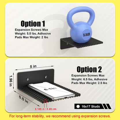 3-Pack Floating Shelves for Wall Compatible with Lego Building Bricks, 5x5.5inch Dual‑Sided 16x17 Studs for Toy Brick Storage and Display, ABS Display Shelves for Room Decor, Black