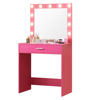 Vanity Desk with Mirror and Lights