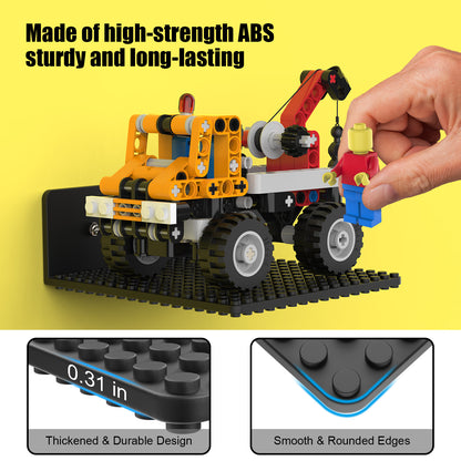 Display Shelves Compatible with LEGO Building Bricks – 5x5.3 Inch Wall-Mounted ABS Baseplates with 16x17 Studs for Toy Brick Storage and Display, also fits Other Building Bricks