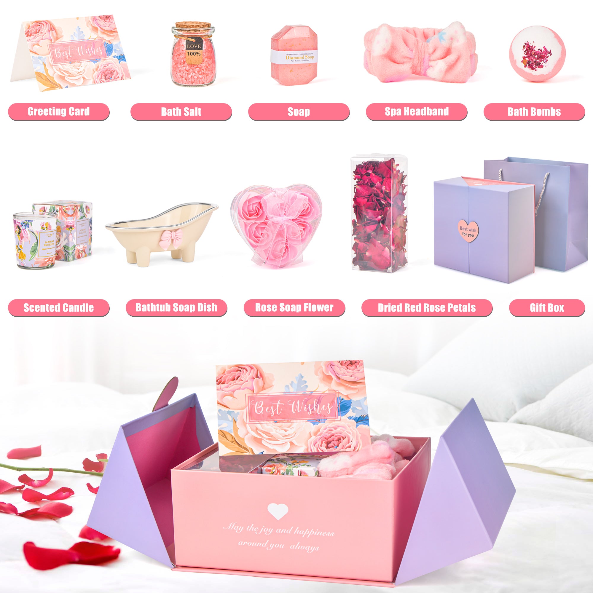 Valentine's Day Gift_Birthday Gift_Premium Spa Set_Enjoy Rose Petal Bath