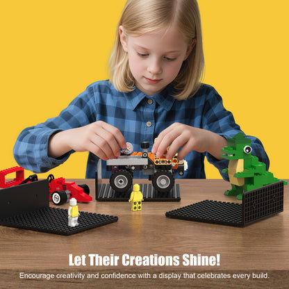 3-Pack Floating Shelves for Wall Compatible with Lego Building Bricks, 5x5.5inch Dual‑Sided 16x17 Studs for Toy Brick Storage and Display, ABS Display Shelves for Room Decor, Black