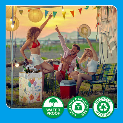 13 Gallon Disposable Trash Cans with Built-in Handles, 4 Pack Extra Large Portable Trash Can, Waterproof Layer Reusable Garbage Cans, Extra-Thick Cardboard Recycling Bins, Perfect for Parties,Colorful