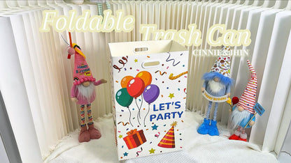 13 Gallon Disposable Trash Cans with Built-in Handles, 4 Pack Extra Large Portable Trash Can, Waterproof Layer Reusable Garbage Cans, Extra-Thick Cardboard Recycling Bins, Perfect for Parties,Colorful