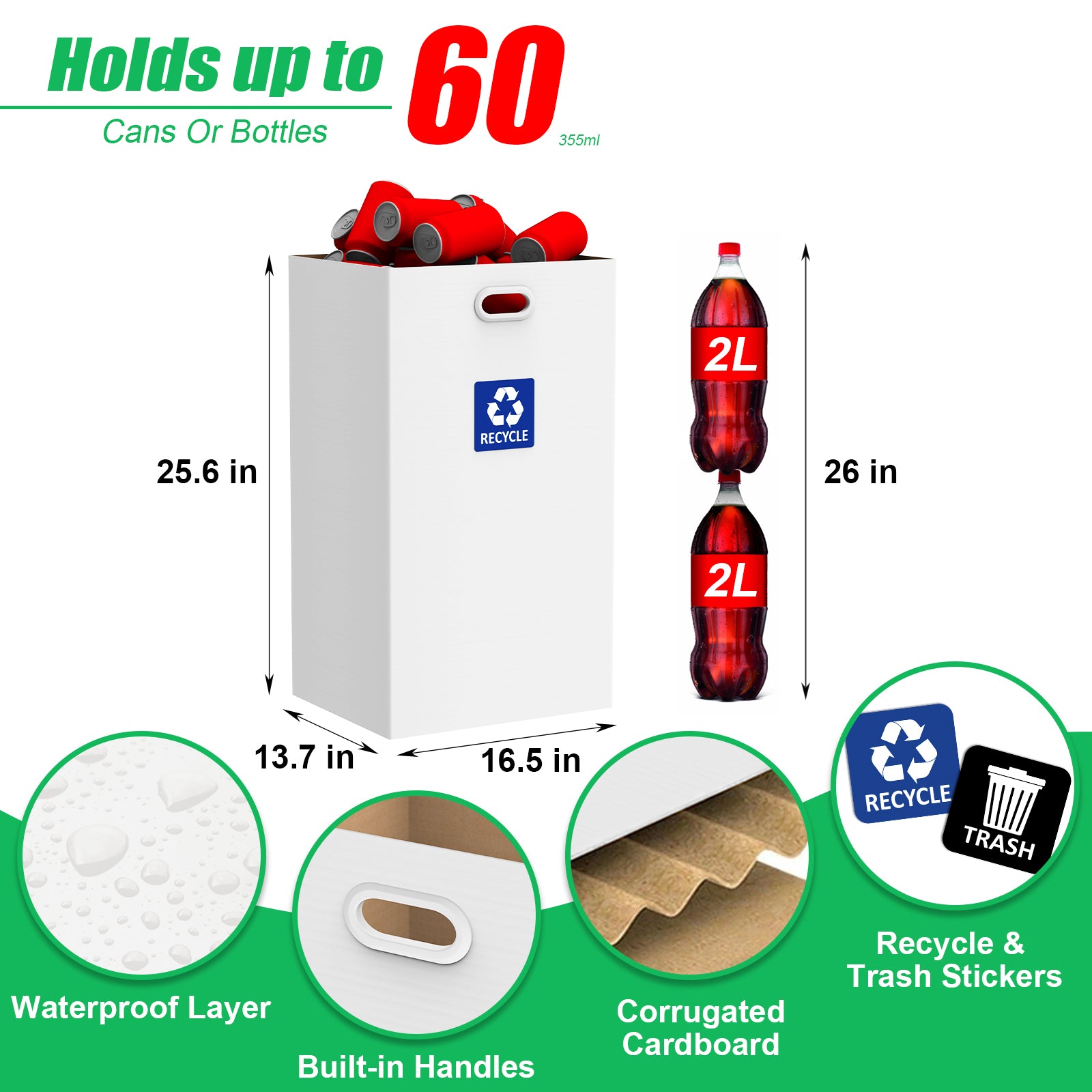 30 Gallon Corrugated Cardboard Disposable Trash Cans 4 Pack