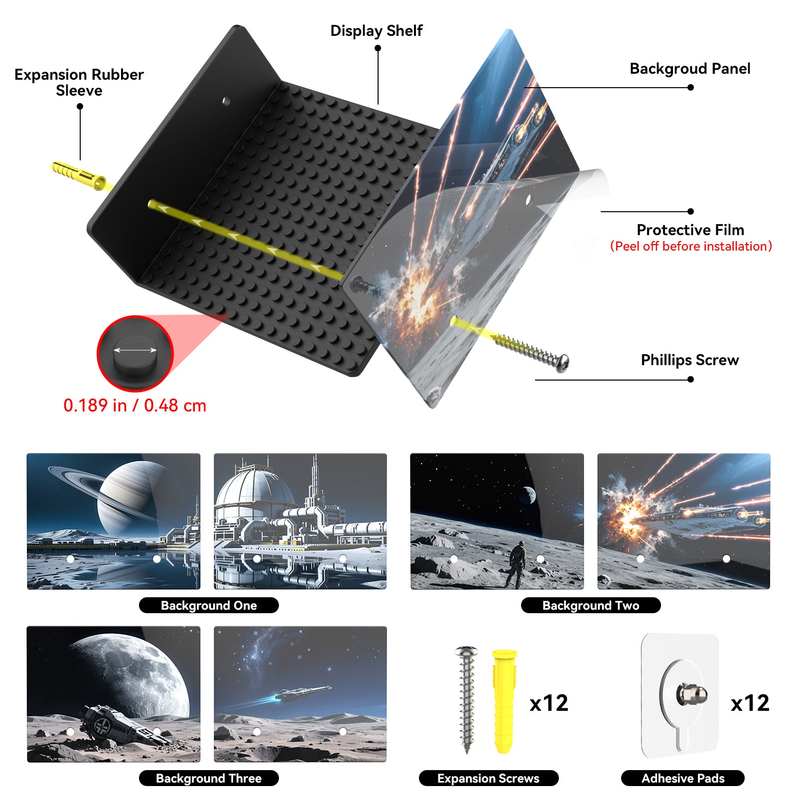 lego shelf display LGD-Black-Space-6pcs