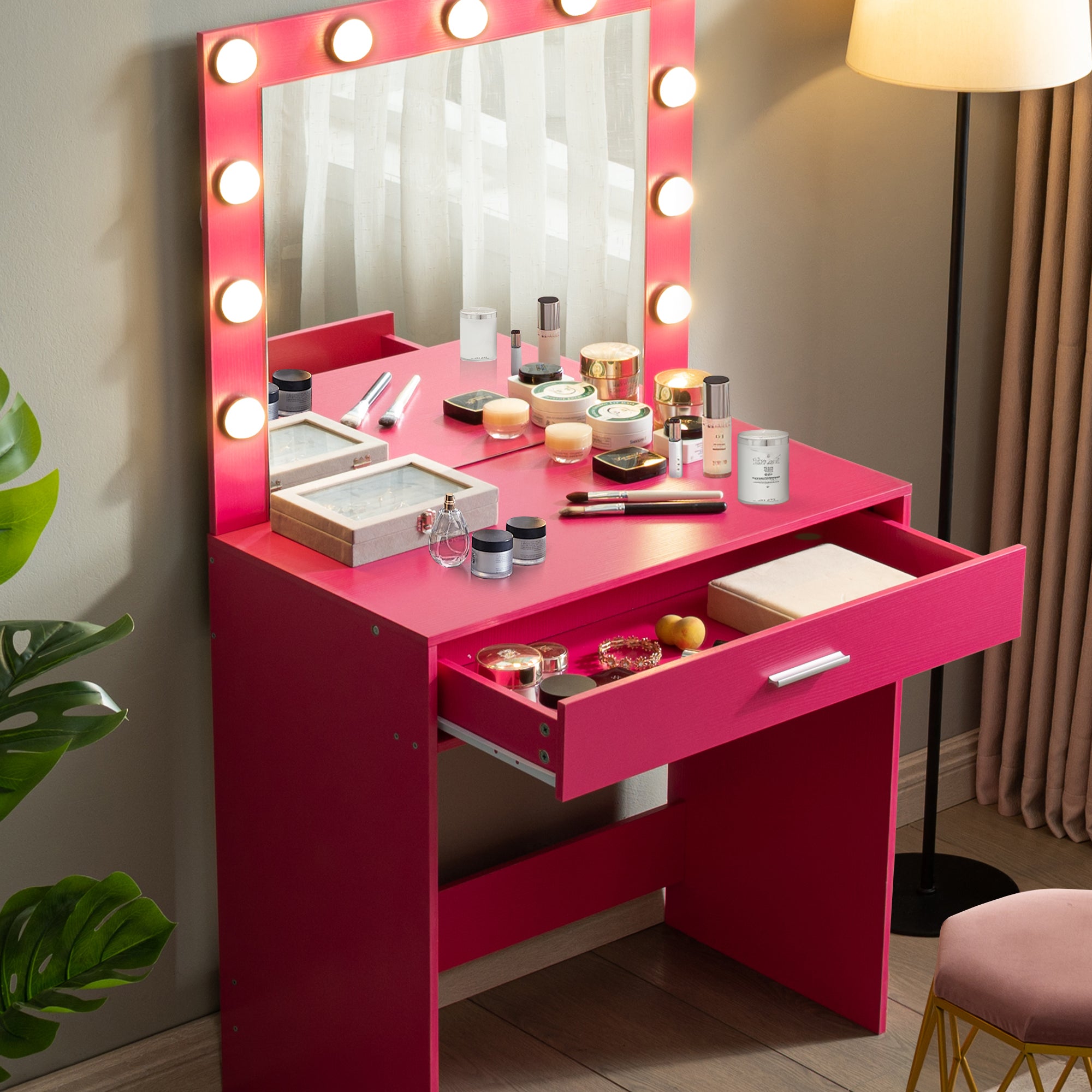 Vanity Desk with Mirror and Lights