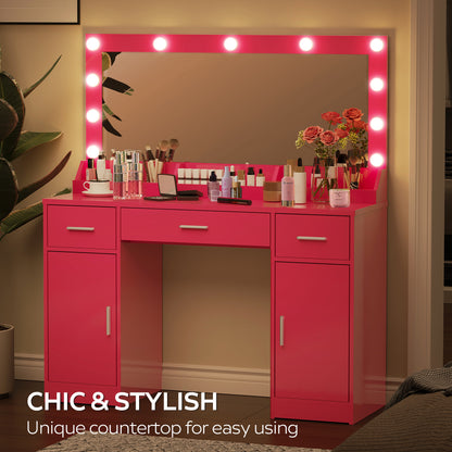 Vanity Desk with Mirror and Lights