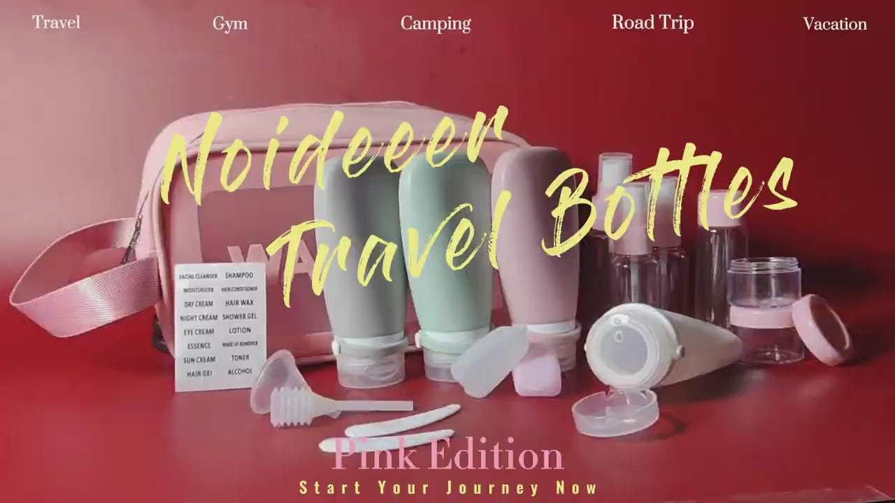 18 Pcs Travel Bottles Set for Toiletries TSA Approved (Pink)